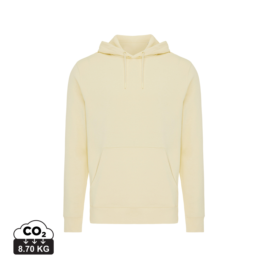Sweat à capuche unisexe promotionnel coton bio Rila Iqoniq cream yellow